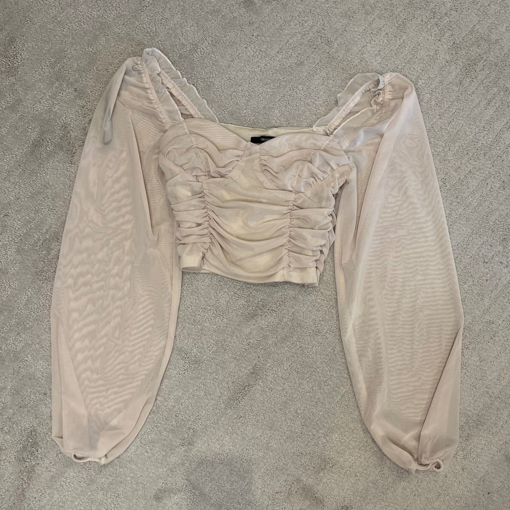 Forever 21 Ruched Mesh Crop‎ Top Blouse Party Club wear Medium Pirate Steampunk